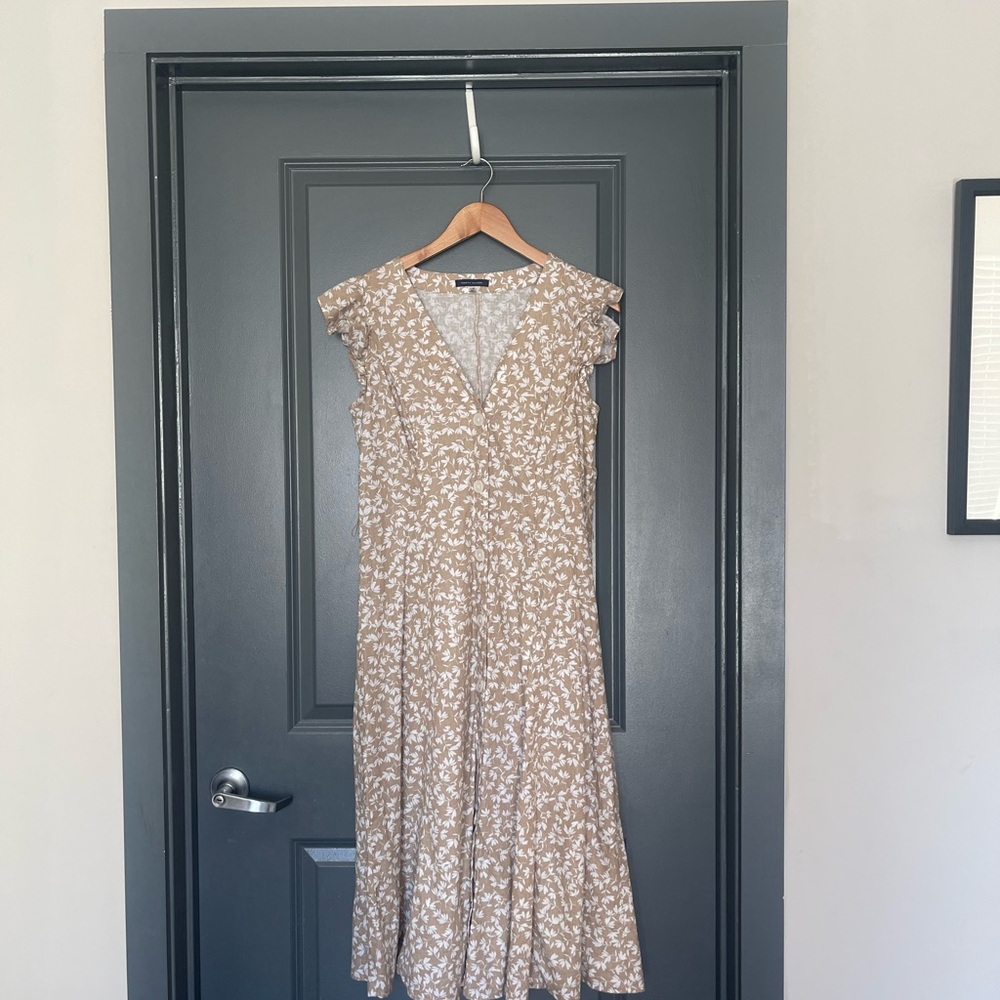 Tommy Hilfiger Tan Floral Midi Dress